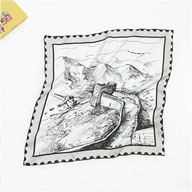 Châle en sergé de soie imprimé foulard carré pour femme